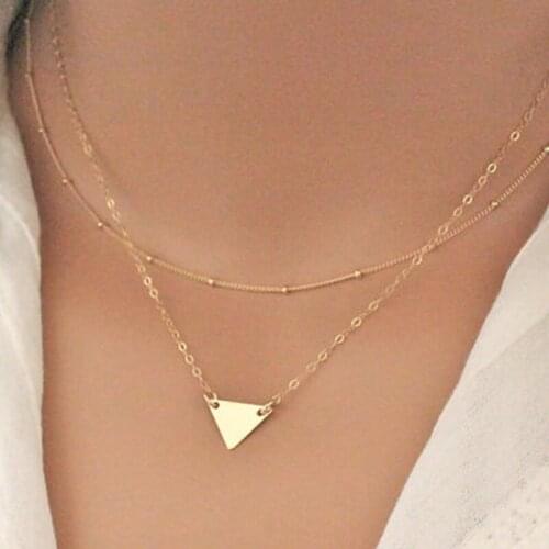 New 2021 Fashion Modern Choker Necklace Two Layers Geometry Necklaces Gold Color Charm Infinity Necklacess Jewelry for Women