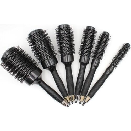 Professional Anti-static hair comb High Temperature aluminum Iron Round Comb 6 Size Hair Tools Hair Brush