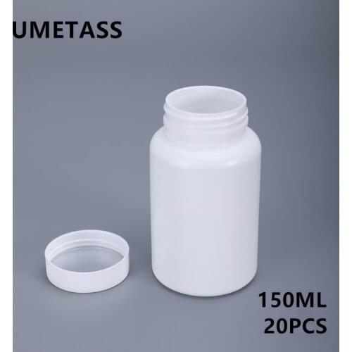 UMETASS 150ML Empty Medicine Plastic Bottle for Pill Capsules Vitamins Food Grade Refillable bottle 20PCS/lot