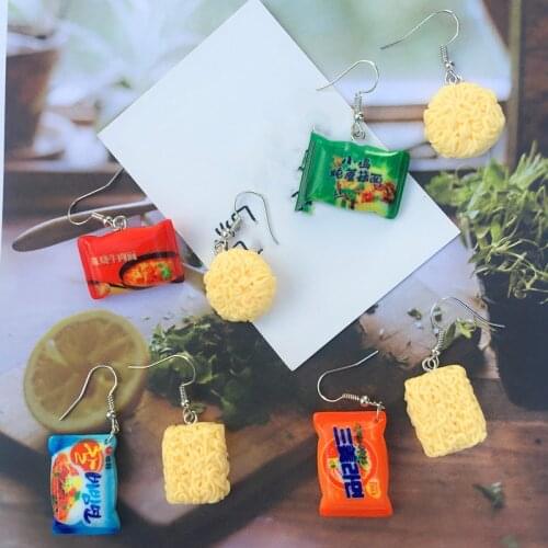 Funny Personality Instant Noodles Food Earrings for Women Girls Cute Handmade Simulation Resin Noodles Earrings Jewelry Brincos