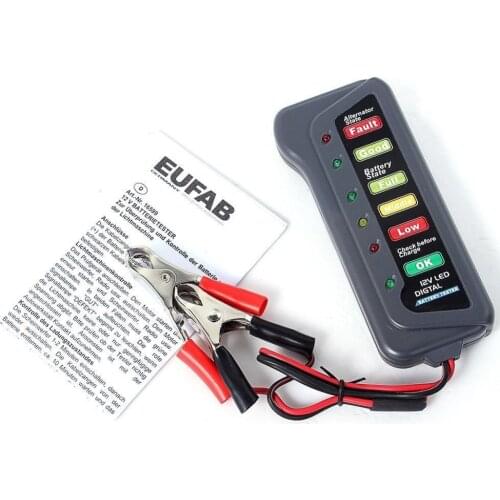 Newest 12V Digital Battery / Alternator Tester With 6 LED Lights Display Car Vehicle Battery Diagnostic Tool Portable Tester