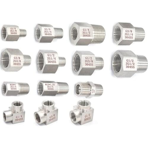 Thickening style High Pressure 304 Stainless Steel Pressure Gauge Adapter Pressure Gauge Pipe Fittings 1/8'' 1/4'' 3/8'' NPT