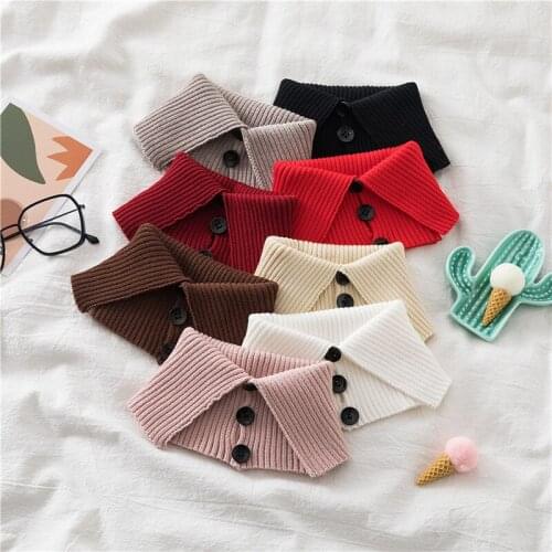 NEW Women Ribbed Turtleneck Elastic Knitted Button Neckline Fake Collar Detachable False Collar Removable Scarf Wrap Blouse Tops