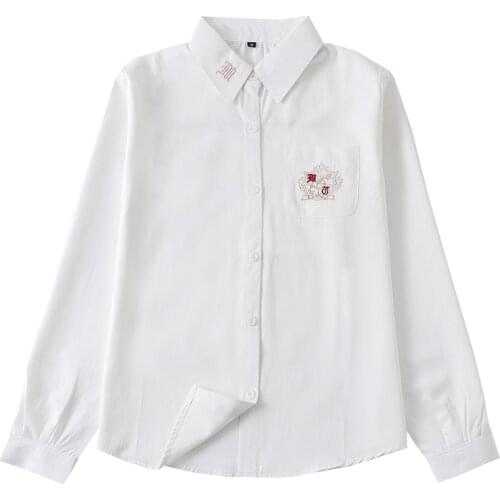 High Quality Jk Japanese Student School Uniforms Long Sleeve Cute Black White Shirt For Girls Embroidery School Dress Jk Shirt
