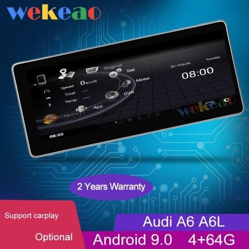 Wekeao 10.25" Touch Screen 1 Din Android 9.0 Auto Radio For Audi A6 A6L S6 Car Dvd Multimedia Player Auto GPS Stereo 2012 - 2018