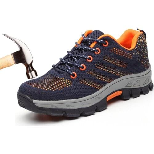 Safety Work Shoes For Men Anti-Smash Mesh Breathable Steel Toe Cap Mens Labor Insurance Puncture Proof Casual Sneakers