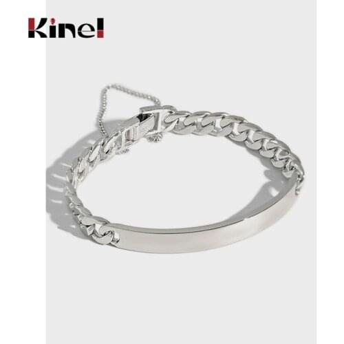 Kinel 925 Sterling Silver Handmade Thick Chain Bracelet Wedding Party Statement Jewelry For Women Fashion Gifts