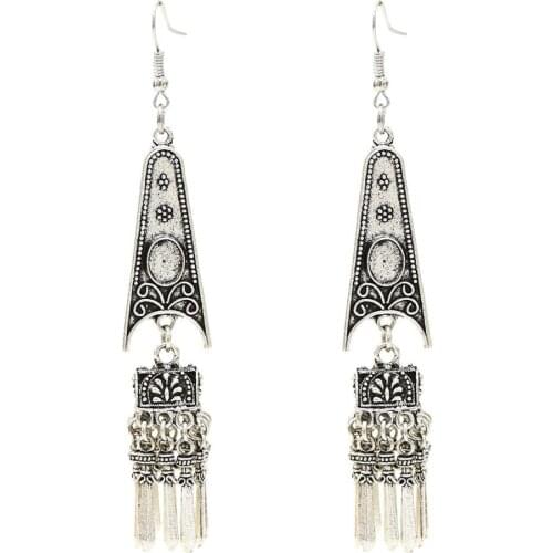 2020 New Ethnic Sword Bells Tassel Dangle Earrings For Women Girls Large Statement Jewellery Vintage Tibetan Color Jewelry