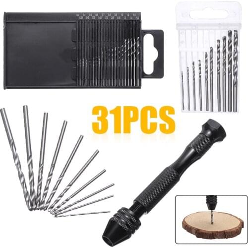31pcs/kit 3-3.0mm Drill Mini Twist Push Hand Drill Tool Set Micro Hand Drill Bit HSS Drill Bits Pin For DIY Wood Jewelry Working