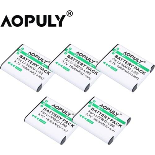 5x 1800mAh Li-50B D-LI92 D LI92 Li 50B Li-ion camera Battery for Olympus MJU Stylus 1010 1020 1030SW 9000 SH21SH25 SP720UZ