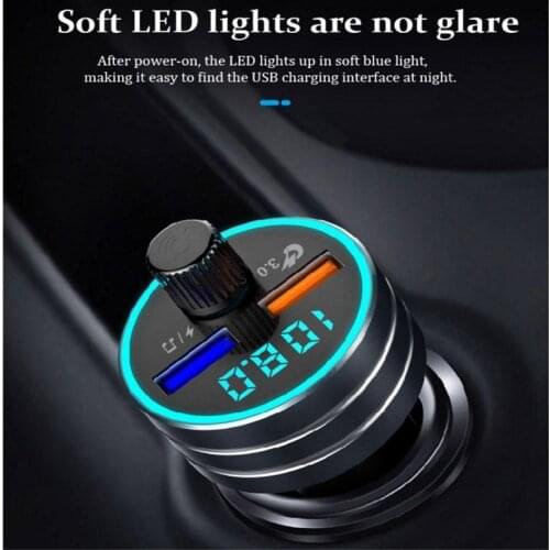 12V QC3.0 Car Chargers Cigarette Lighter Charger Car MP3 Player FM Transmitter Bluetooth 5.0 Music Player Hand Free Phone Call