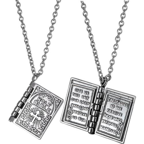 Bible Verse Necklace Christian Holy Bible Pendant Openable Hip Hop Jewelry Religious For Women Men Prayer Gift Hot