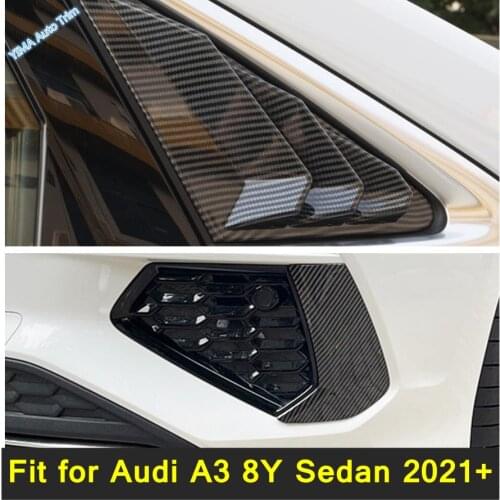 Car Side Vent Window Scoop Louver / Rear Fog light Molding Garnish Bezel Protector Cover Trim 2PCS For Audi A3 8Y Sedan 2021