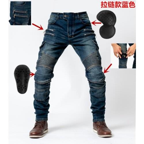 Explosive MOTO PANTS motorcycle riding pants mens double zipper jeans anti-fall off-road four seasons leisure motorcycle pants