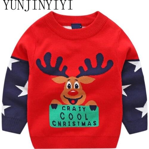 Childrens winter clothing cotton Christmas elk childrens sweaters boy and girls cotton pullover baby sweater christmas sweater