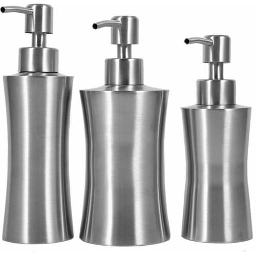 304 Stainless Steel Liquid Soap Dispenser Bottle Bathroom Shower Pumper Lotion Soap Dispenser Refillable Bottles 400/250/220ml T