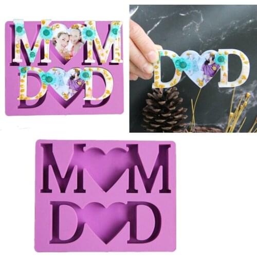 MOM DAD Letter Photo Frame Resin Casting Mold Fathers Day Mothers Day Silicone Resin Molds for Desk Table Room Decor Jewelry