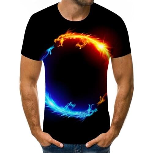 3D Praise and Hot Sale Flame Dragon 3D Printed Mens and Womens T-shirt Milk Silk Soft Loose T-shirt Sweatshirt Made in China