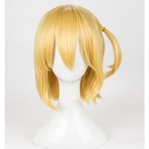 Haikyuu!! Hitoka Yachi Wig Yachi Hitoka Cosplay Wig Short Golden Synthetic Hair Styled Wig + Wig Cap