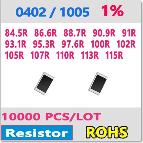 JASNPROSMA OHM 0402 F 1% 10000pcs 84.5R 86.6R 88.7R 90.9R 91R 93.1R 95.3R 97.6R 100R 102R 105R 107R 110R 113R 115R smd 1005