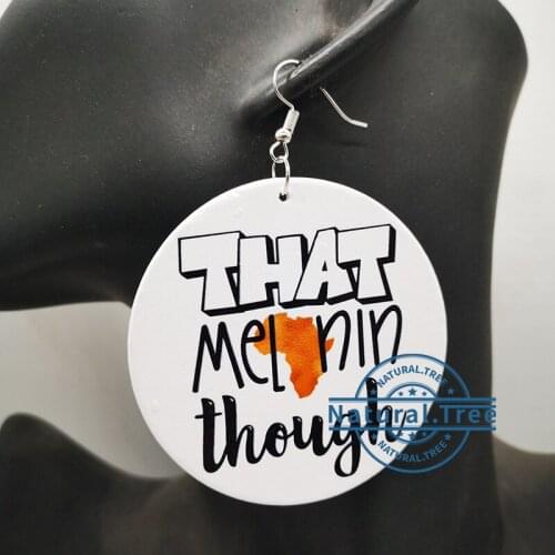 Round That Melanin Though wooden earrings