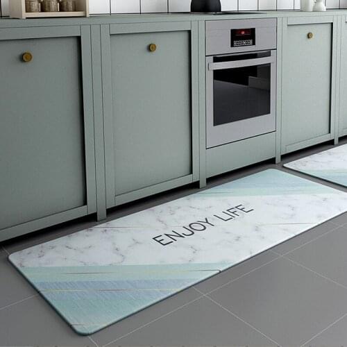 Kitchen mat Nordic oilproof waterproof strip marble metal foot mat door entrance hall home carpet