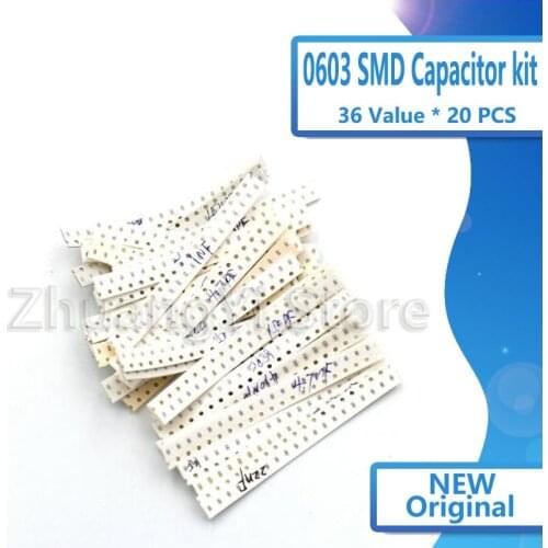 0603 SMD Capacitor assorted kit ,36values*20pcs=720pcs 1pF~10uF Samples Kit electronic diy kit