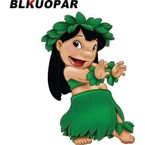 BLKUOPAR 13cm x 9.3cm For Lilo Hula Dancer Car Stickers Sunscreen Decals Fashion Vinyl Material Waterproof Suitcase Decor