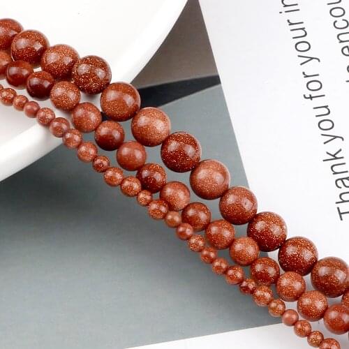 Wholesale 4 6 8MM Natural Gold Sandstone Onyx Round Loose Stone For Jewelry Diy Making Accessories New Charm Bracelets Necklace