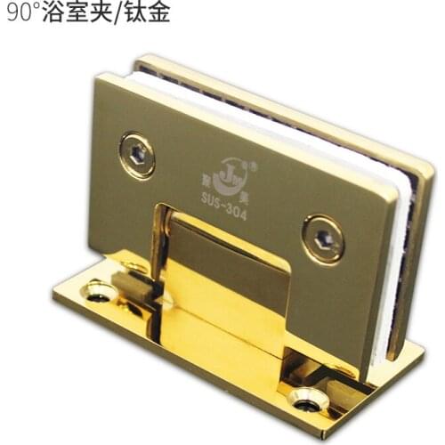 90 Degrees open 304 Stainless Steel Wall Mount Glass Shower Door Hinge gold
