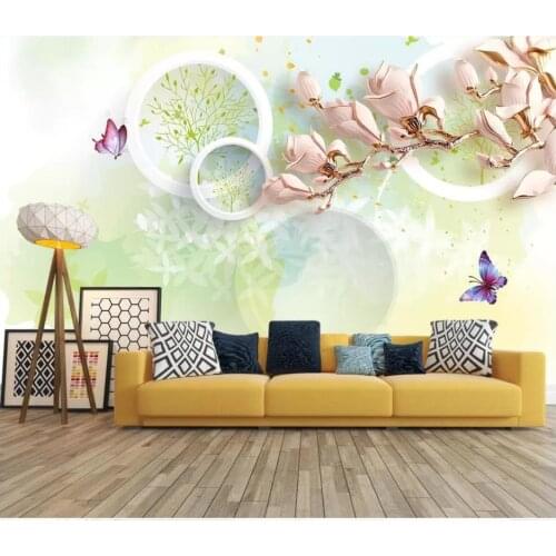 Custom photo wallpapers for walls 3 d murals wallpaper Small fresh 3D idyllic landscape flower murals TV background wall papers