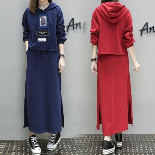 Casual Plus Size 5XL Autumn New Top And Skirt Classic Wild Two Piece Set Brief Fashion Sweatshirt Tracksuits Loose Outfit f1433