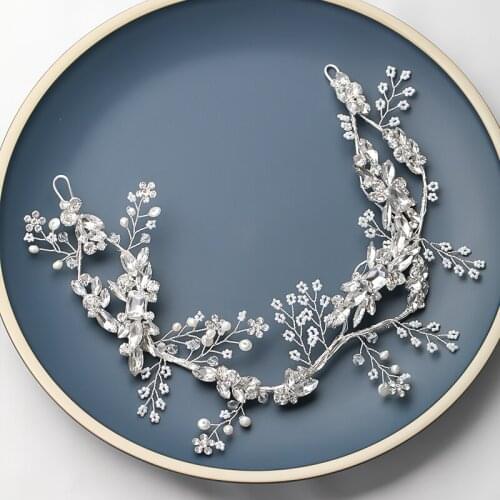 Bridal Vintage Fashion Birthday Queen Big Crystal Pearl Gold Silver Color Crown Luxury Headband Headdress Hair Accessories Party