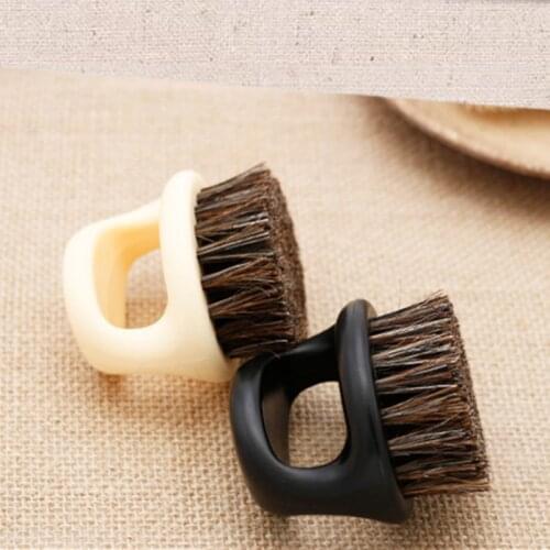 Pro Hairdresser Dust Brush Anti Static Boar Bristle Ring Beard Comb Salon Hair Sweep Brushes Shaving Facial Mens Mustache Brush