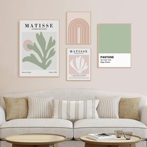 Simple Nordic Matisse small pure and fresh art geometric plant Pantone color decorative picture print poster murals porch