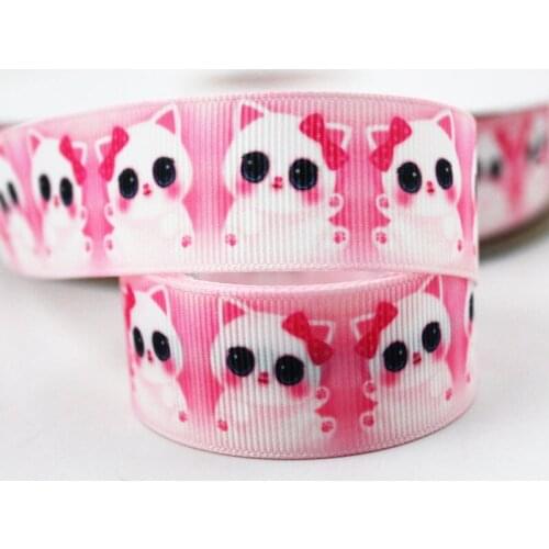 Cartoon cat printed grosgrain ribbon 9-75mm DIY handmade materials christmas wedding gift wrap tape ribbons