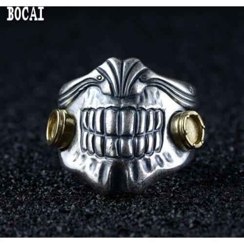S990 silver retro Thai silver craft Rings Wholesale openings mens teeth modeling Silver Ring ornaments