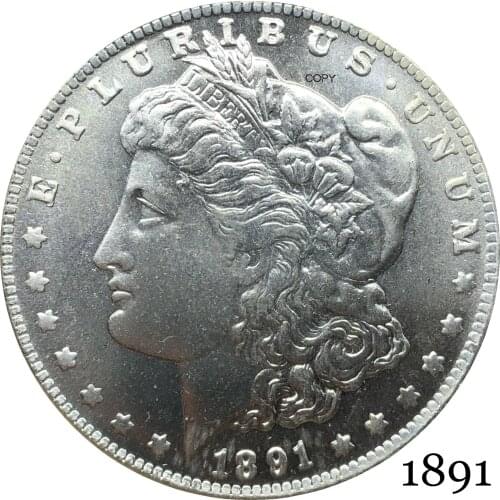 United States Of America 1891 Morgan One Dollar US Coin Liberty Cupronickel Silver Plated In God We Trust Copy Coin