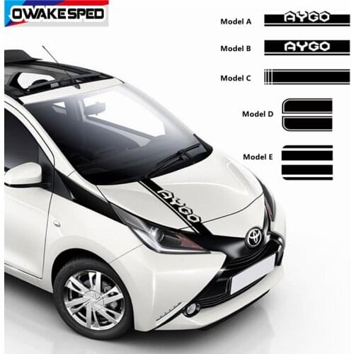 For Toyota AYGO Sport Stripes Car Hood Bonnet Sticker Auto Engine Cover Decor Vinyl Decals Racing Styling Exterior Accessories
