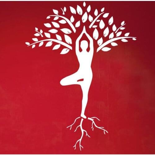 Wall Window Decal Sticker Yoga tree pose meditation roots Yoga Studio Decor A7-025