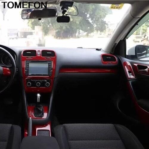 TOMEFON For Volkswagen Golf 6 MK6 2010 2011 2012 Gear Shift Door Handle Window Switch Button AC Vent Water Cup Holder Cover Trim