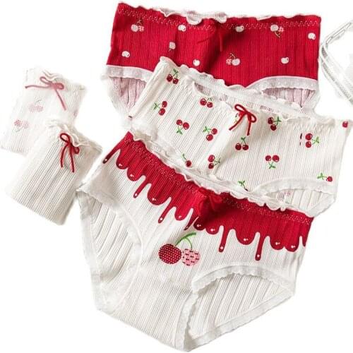 Fashion Print 5Pcs/Set Cotton Women Panties Comfort Underwear Low Waist Girls Breathable Briefs Ladies Seamless Lingerie M-XXL