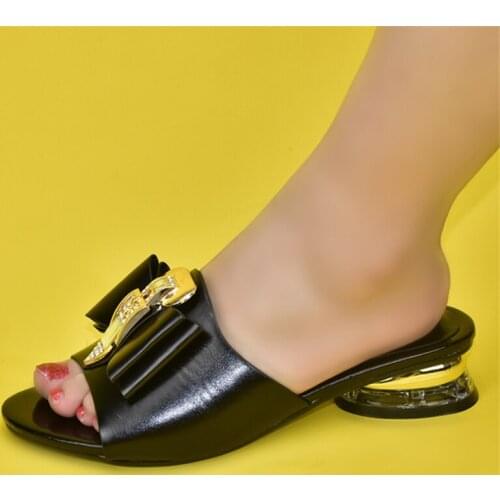New Italian Slipper for Lady Casual Footwear PU Leather Women Sandals Elegant Nigerian Women Pumps Shoe for Party High Quality
