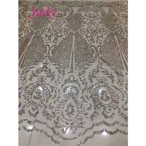 Stock HL42# Champagne gold flower net grid cloth flash powder synthesis for wedding dress fashion party Free shipping