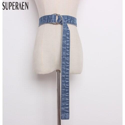 SuperAen Denim Belt Spring and Summer 2019 New Fashion Casual Wild Women Belt Decorative Solid Color Ladies Belt