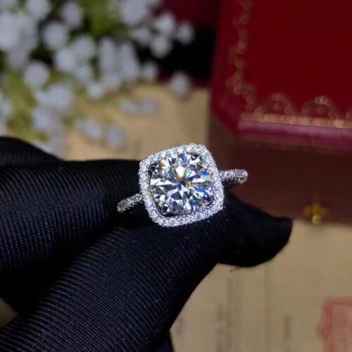 Classic Moissanite Wedding Ring for Woman 1ct & 2ct D Color Moissanite Ring Solid 925 Silver Moissanite Jewelry