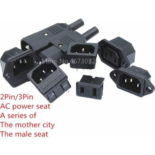 1pcs 250VAC 3 Pin iec320 C14 inlet connector plug power socket with red lamp rocker switch 10A fuse holder socket male connector