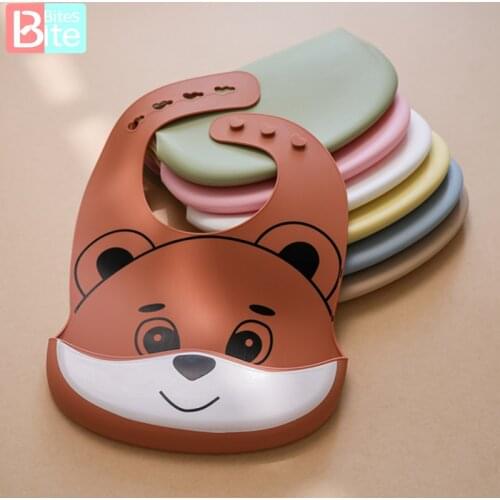 1Pc Silicone Baby Bibs Adjustable BPA Free Soft Waterproof Food Grade Silicone Cartoon Feeding Bibs Drooling Towel for Baby