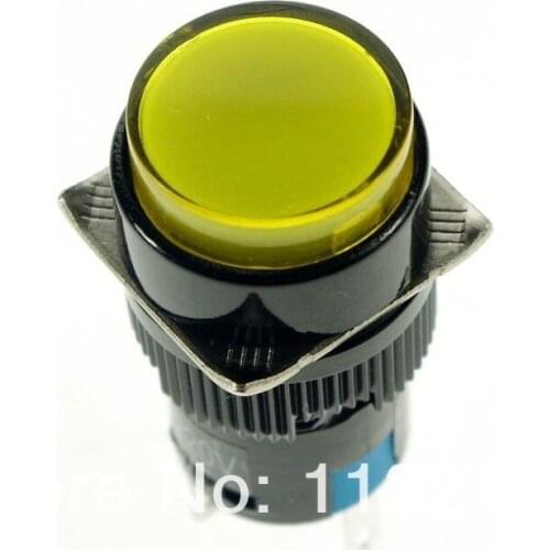10pcs 12V/24VDC/110V/220VAC 16mm Yellow Momentary 2NO 2NC Terminal 8 Pin DPDT Pilot Light Lamp Push Button Switch