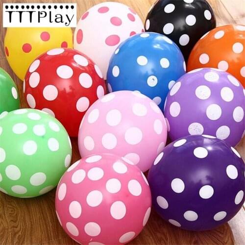 10pcs/lot 12 Inch Polka Dot Latex Blue Balloon Inflatable Wedding Globos Party Decoration Balloons Happy Birthday Party Supplies